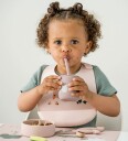 Done By Deer Silicone Straw Cup 2-Pack Tiny Farm Powder Pink