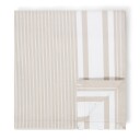 Lexington Icons Striped Organic Cotton Oxford Duk 150x250 cm Beige / Hvit