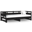 vidaXL Uttrekkbar dagseng svart heltre furu 2x(90x190) cm