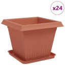 vidaXL Plantepotter 24 pcs Klinker Rød 38 x 38 x 30 cm Plast
