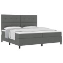  Box Spring Seng med Madrass Mørkegrå 200x200 cm Stoff