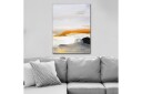 Lerretsbilde 70x100 cm Abstrakt landskap med elementer av hav og steiner Oransje / Grå / Hvit