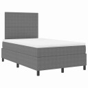  Box Spring Seng med Madrass & LED Lys Grå Liten Dobbel Corduroy Stoff