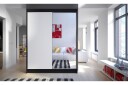 Camino Garderobe 150x58x200 cm LED-belysning - Svart/Hvit