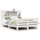  Seng med bokhylle uten madrass hvit 140x190 cm heltre furu 8721158411655