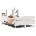  Seng med bokhylle uten madrass hvit 140x190 cm heltre furu 8721158617873