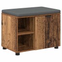 vidaXL Gangbenk med pute med hylle med dør Gammelt tre 60 x 38 x 46 cm