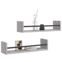  Vegghyller med stenger 2 stk grå sonoma 60x16x14 cm 8721012125988