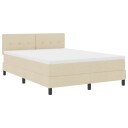  Boksfjær Seng med madrass med LED Krem 140 x 190 cm stoff