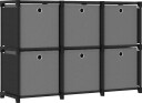 vidaXL Displayhylle med 6 kuber og bokser svart 103x30x72,5 cm stoff