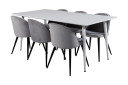Venture Home Spisegruppe Yegua 180 cm inkl. 6 Luisa Stoler   Hvit/Fløyel/Lysegrå/Svart