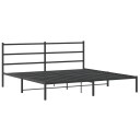 vidaXL Sengeramme i metall med sengegavl svart 193x203 cm 8721012302686