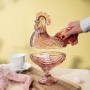 Hadeland Glassverk Glasshane m/Lokk 28cm Rosa