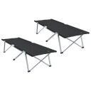 Sammenleggbar camping seng 2 pcs Svart 194 x 62,5 x 42,5 cm
