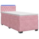 vidaXL Box Spring Seng med Madrass og LED Rosa 80 x 200 cm Fløyel