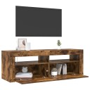 vidaXL TV-benk med LED-lys røkt eik 120x35x40 cm