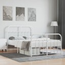 vidaXL Sengeramme i metall med hode- og fotgavl hvit 120x200 cm 8720845881863