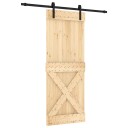 vidaXL Skyvedør Naturlig og svart 80 x 210 cm Massiv Furu Tre