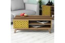 Hovdane Sofabord 105 cm med Oppbevaring 2 Hyller Linjer + Sk - Brun/Gul