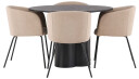 Venture Design Olivia & Berit spisegruppe Beige/svart 4 stoler & bord 110 cm