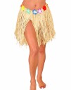 Hawaii Hula Skjørt m/Blomster 40 cm Gul