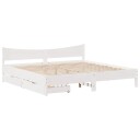 Sengeramme med skuffer hvit 200x200 cm heltre furu 8721102942839
