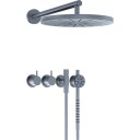 Vola 2471S-061 dusjbatteri, med hode- og hånddusj, sort matt