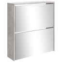 vidaXL Skoskap med speil 2 lag betonggr? 63x17x67 cm