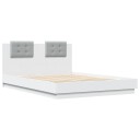  Sengeramme med hodegavl og LED-lys hvit 140x200 cm 8721012277458