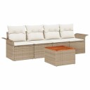  5 Dels Hage Sofa Sett med Puter Beige Poly Rotting Akasie