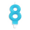 Kakelys Tall Glitter Blå   Tallet 8