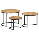 vidaXL Stablebord 3 stk grovt heltre mangotre