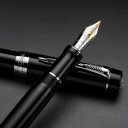 Parker Duofold Centennial Fountain Pen  Classic Svart with Palladium Trim  Medium Solid Gull Nib  Svart Ink and Convertor  Premium Gift Box