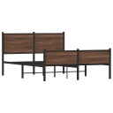  Sengeramme i metall med hode- og fotgavl brun eik 140x200 cm 8721102955464