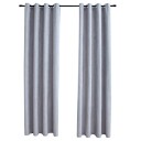 Vidaxl Lystette Gardiner Med Metallringer 2 Stk Grå 140x245 Cm