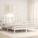 vidaXL Sengeramme med hodegavl hvit 5FT King Size heltre