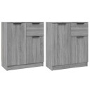 vidaXL Skjenker 2 stk grå sonoma 60x30x70 cm konstruert tre