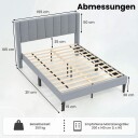 Polstret plattformsengeramme fløyel 200x140 cm grå