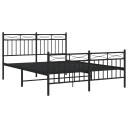 vidaXL Sengeramme i metall med hode- og fotgavl svart 140x190 cm 8721012210189