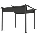 Pergola 3x3m hagepaviljong terrassetak av metall hagepaviljong med justerbart tak UV beskyttelse 30+ frittstående solskjerming