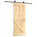 vidaXL Skyvedør Naturlig og svart 85 x 210 cm Massiv Furu Tre