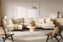 Menard 4 seters Venstrevendt Stor U formet Dyp Large Sofa med Divan og Sjeselong i Manchester   Beige