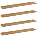 Vegghylle med hylle 4 pcs Brun 80 x 9 x 3 cm Konstruert tre