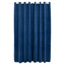 vidaXL Lystett gardin med metallringer fløyel mørkeblå 290x245 cm