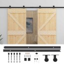 vidaXL Skyvedør 2 pcs Naturlig og svart Heltre furu