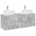 vidaXL Baderomsinnredningssett 3 stk. Betonggrå 49,5 x 44,5 x 65 cm