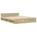  Sengeramme med skuffer sonoma eik 160x200 cm konstruert tre 8721102623899