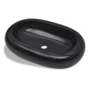 vidaXL Keramisk oval baderomsservant, svart