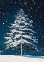 Winter Snowy Pine Tree Plakat Plakat / 70x100cm