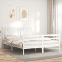 vidaXL Sengeramme med hodegavl hvit 160x200 cm heltre